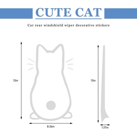 NYTKL Cute Cat Car Windshield Wiper Sticker, Funny Cat Moving Tail Decal Rear Window Wiper Decoration, Reflective Lovely Animal Decal Waterproof Cats Stickers for Windshield Wipers (White)