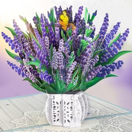 YianHien Pop Up Card Lavender - 3D Flower Birthday Cards for Women, Wife, Auntie & Mom (Birthday Card, Get Well Soon, Recovery, Thank You), Flower Bouquet for Birthday Congratulations Anniversary