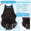 KooKaStyle Invisible Wire Hair Extensions 20‘’ Long Wavy Layered Synthetic