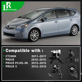 Engine Motor & Transmission Mount Kit, Compatible with Prius 2010-2015 & Prius Plug-in 2013-2015 & Prius V 2012-2015 & CT200H 2011-2017 1.8L L4 Engine, Replace OE A62053 A72013 A62000 A42004 Set of 4