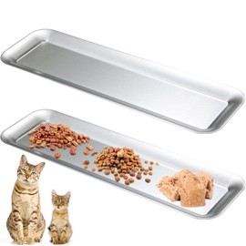 Fhiny 2PCS Stainless Steel Cat Bowls, Non-Slip Extra Wide Metal Kitten Dish