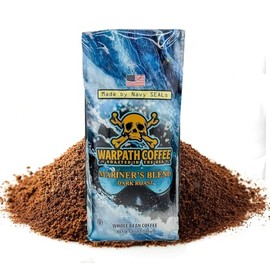 Warpath Coffee Dark Roast Ground Coffee, Mariner's Blend, High Caffeine, Extra Strong Roasted 100% Arabica Coffee Ground Beans, Rich Aroma, Full-Bodied Intense Cup, Created by Navy SEALs, 2lb