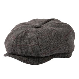 TOP-EX L/XL/XXL Wool Tweed Newsboy Cap for Men 8 Panels Paperboy Hat All Seasons Hat Vintage Flat Ivy Cabbie Gatsby Cap Irish Hat Golf Driving Hat Spring Autumn Plaid Dark Grey XXL