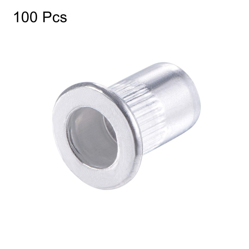 sourcing map M6 Rivet Nuts Aluminium Alloy Knurled Flat Head