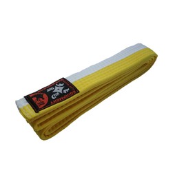 Martial Arts White Yellow Half & Half Stripe., 180