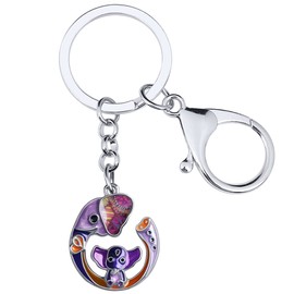Enamel Alloy Cute Elephant Keychain Mothers Day Charms Novelty Gifts for Women Girls Bag Wallet, Purple