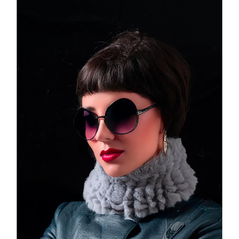 HEIZZI Women's Real Fur Headband & Black Infinity Scarf -