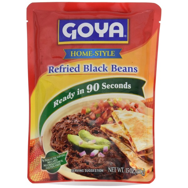 Goya Refried Black Beans In Pouch, 15 Ounce