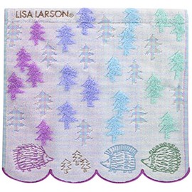 Marushin 6805011100 Lisa Larson Hand Towel, 9.8 x 9.8 inches (25 x 25 cm), Hedgehog Forest 100% Cotton, Made with Non-Twisted Yarns