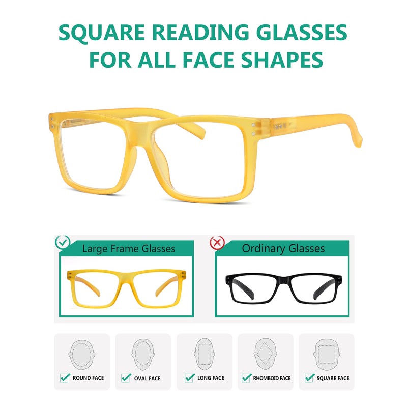 Eyekepper - Gafas de lectura de gran tamaño cuadradas para
