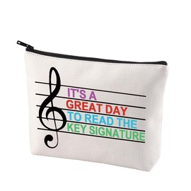 CENWA Music Teacher Cosmetic Bag Music Instructor Gift Music Lover Gift Band Director Music Teacher Appreciation Zipper Pouch, Key Signature B, Fashion