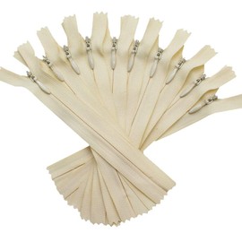 YaHoGa 10pcs 24 Inches Invisible Zippers Conceal Zippers for Sewing, Dress, Garments, Clothes, Pillow, Tailor, Craft (Beige, 24")