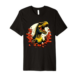 T-Rex Breaking Through Brick Wall Tyrannosaurus Rex Dinosaur Premium T-Shirt