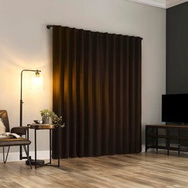 Sun Zero Belize 2-Pack Magnetic Closure Pleated Look Theater Grade 100% Blackout Back Tab Curtain Panel Pair, 52" x 84", Chocolate Brown