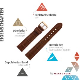 MARBURGER Watch Strap 18 mm Leather Alligator Embossing Tool Assembly Set 55118, brown/gold, Strap.