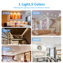 dalattin 6 inch 5CCT Unltra-Thin LED Recessed Ceiling Light with Junction Box, 2700K/3000K/3500K/4000K/5000K Selectable,Brightness, Dimmable (10)