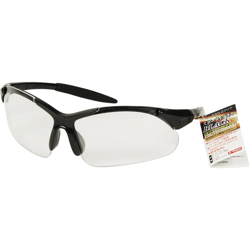 EValue ESG-2 Sporty Glasses, Safety Glasses, Clear, Black