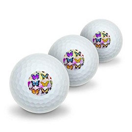 GRAPHICS & MORE Colorful Butterflies Butterfly Design Novelty Golf Balls 3 Pack