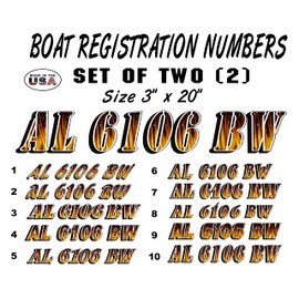 cbcdecals - Custom Boat Registration Numbers "Fire" (Set Of Two) Marine PWC Vinyl Decals Sticker