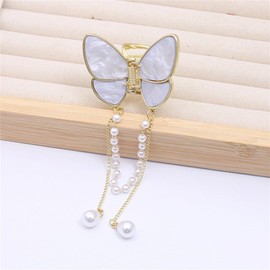 yangzerang Butterfly Hair Clips Butterfly Tassel Hair Clips Pearl Hair Claw Clamps Small Nonslip Gold Tone Hair Clamps Hair Accessories Hair Catch Clip for Women Thinner Thick Hair Styling