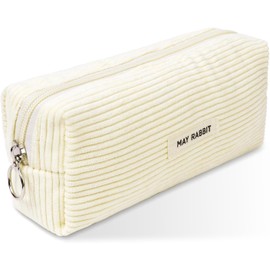 LUHOCIY Pencil Case Corduroy Pencil Case Beige Pencil Case Aesthetic for College/High School/Junior High School/Primary School/Office, High-Quality Back to School Season Gift, Corduroy Fabric, beige,