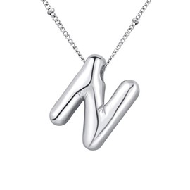 Fashion Bubble Letter Necklaces Thin Silver Chain Name Necklace for Women