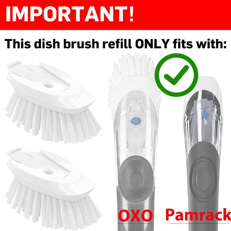 Dish Brush Refill, 4 Pack Dish Brush Replacement Head for