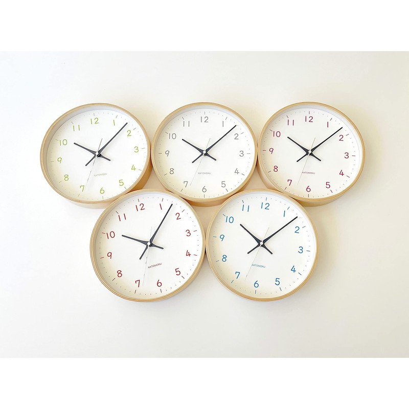KATOMOKU plywood clock 22 Light blue sweep (continuous second hand)
