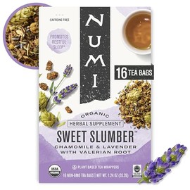 Numi Organic Sweet Slumber Tea with Chamomile, Valerian Root & Lavender, 16 Count Box of Tea Bags Herbal Teasan