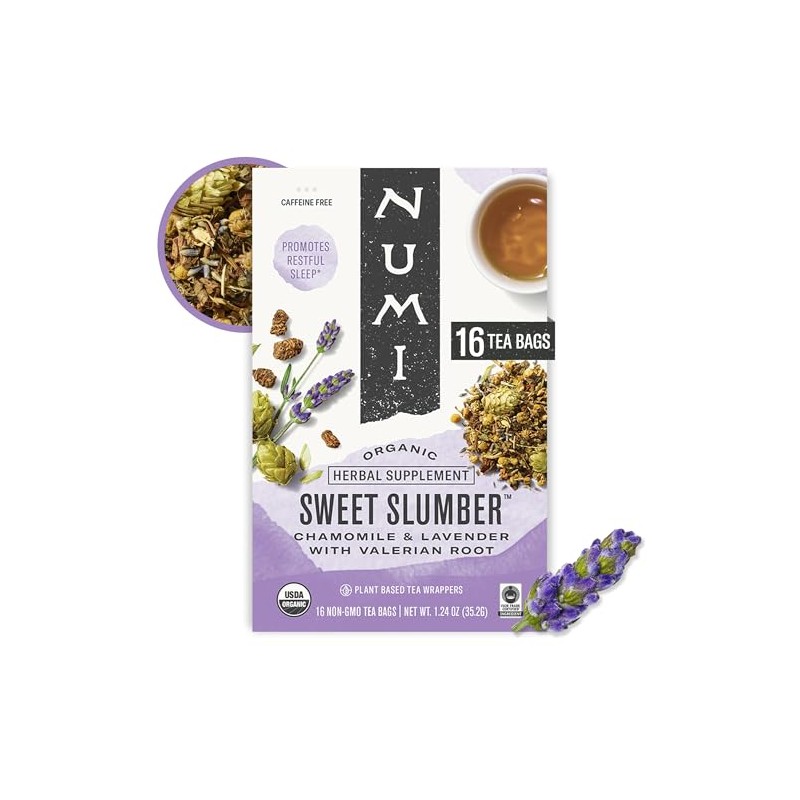 Numi Organic Sweet Slumber Tea with Chamomile, Valerian Root &