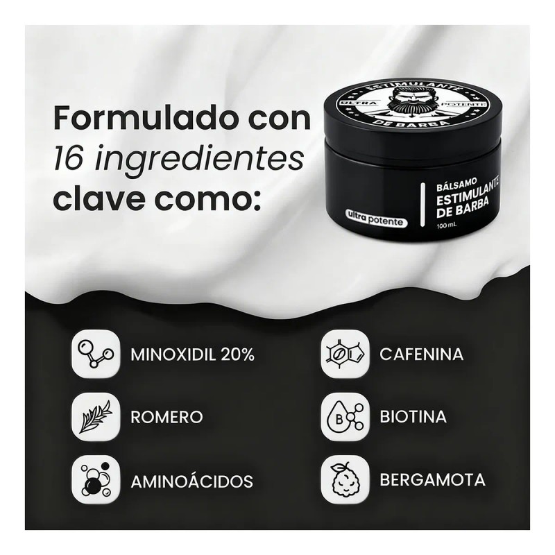 2pc 20% Bálsamo Ultra Potente Para Crecimiento De Barba Fina