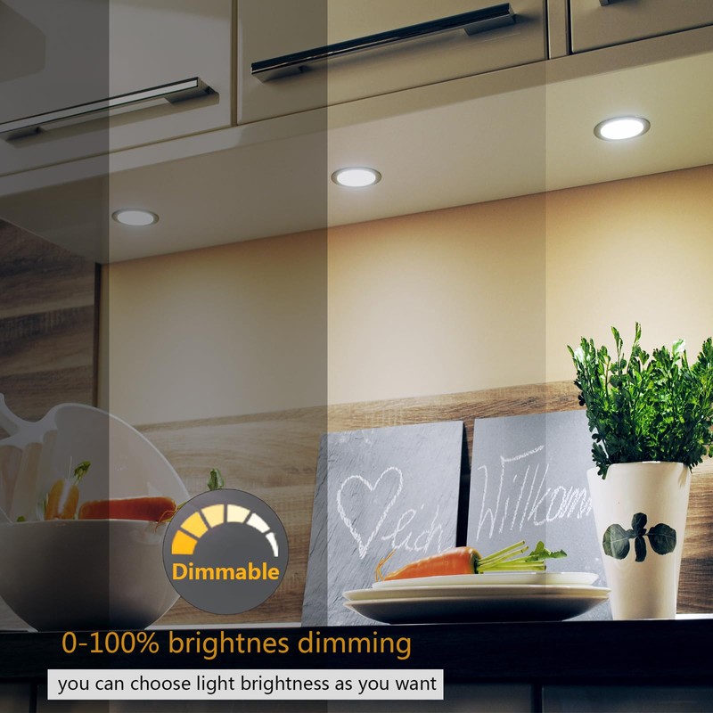 LED Puck Lights Wired Recessed Under Cabinet Lighting Dimmable,Halogen Bulb