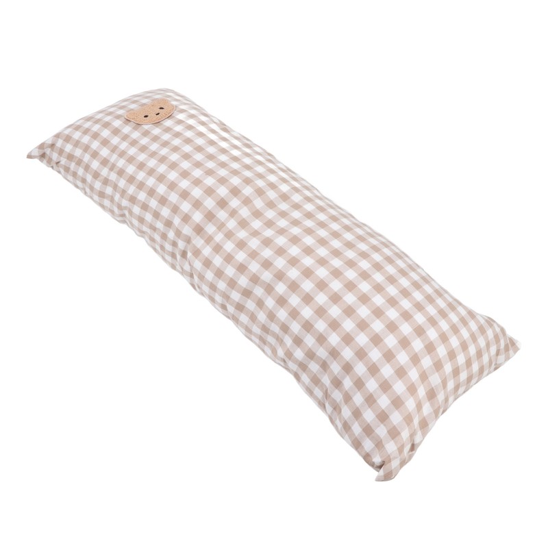 Cotton Baby Side Sleep Pillow Cute Plaid Bear Embroidery Pattern