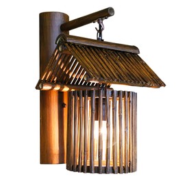 Vintage Wall Sconce Lamp Japanese Style Rural Bamboo Wood Wall Light Fixture Interior Decoration Wall Lamp for Hallway, Corridor, Stairs,Hotel