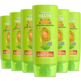 Garnier Fructis Sleek & Shine Travel Conditioner, 6 Pack, Smoothing Fortifying Conditioner, Long Lasting Frizz Control for Dry Unmanageable Hair, With Moroccan Argan Oil and Plant Keratin, 3 oz Each