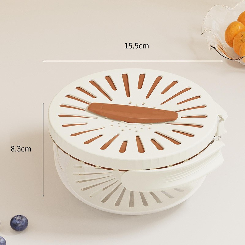 Gralara Drain Basket Fruit Drainer Bowl Practical Foldable Handle Removable