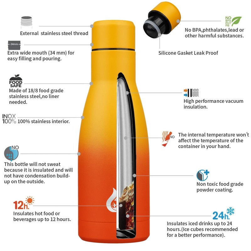 BJPKPK Insulated Water Bottle 12oz Samll Stainless Steel Water Bottles