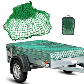 Trailer Net, 2 x 3 m, Load Securing Net, Thickened Rope Lock Edge, Highly Elastic, with Storage Bag, Suitable for Trailers, Pickup, Trucks, Etc., Green