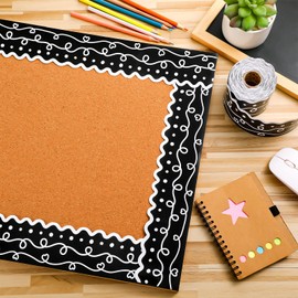 Eaasty 69 ft Bulletin Board Border Classroom Borders Paper Decor Colorful Scalloped Die Cut Trim Teachers Background Border for School Chalkboard Bulletin Board Wall(Black)