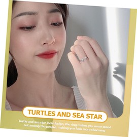 LIFKOME Turtle Sea Star Ring for Women Fashion Ring Birthday present for Her Design for Beach Parties Weddings and Daily Wear