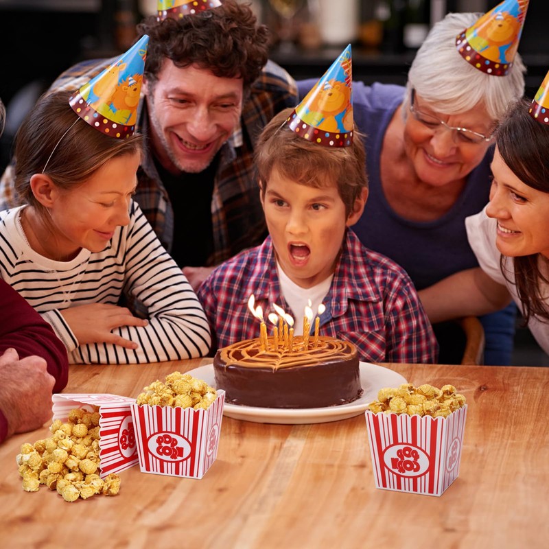 Tebery 30 Pack Plastic Open-Top Popcorn Boxes Reusable Popcorn Containers