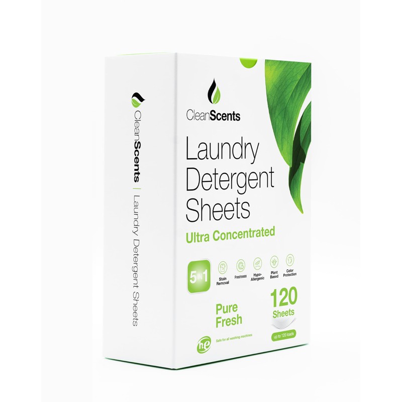 CleanScents Laundry Detergent Sheets (120 Sheets) (Pure Fresh)