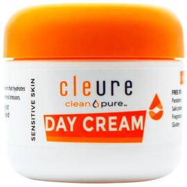 Cleure Anti-Aging Day Cream & Facial Moisturizer w/Pure Shea Butter for Sensitive Skin - Fragrance Free, Gluten, Salicylate and Paraben Free (2 oz, Pa