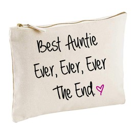 Beste Auntie EVER EVER EVER THE END Natur Schminktasche Geschenk Idee Kosmetikbeutel Hygieneartikel