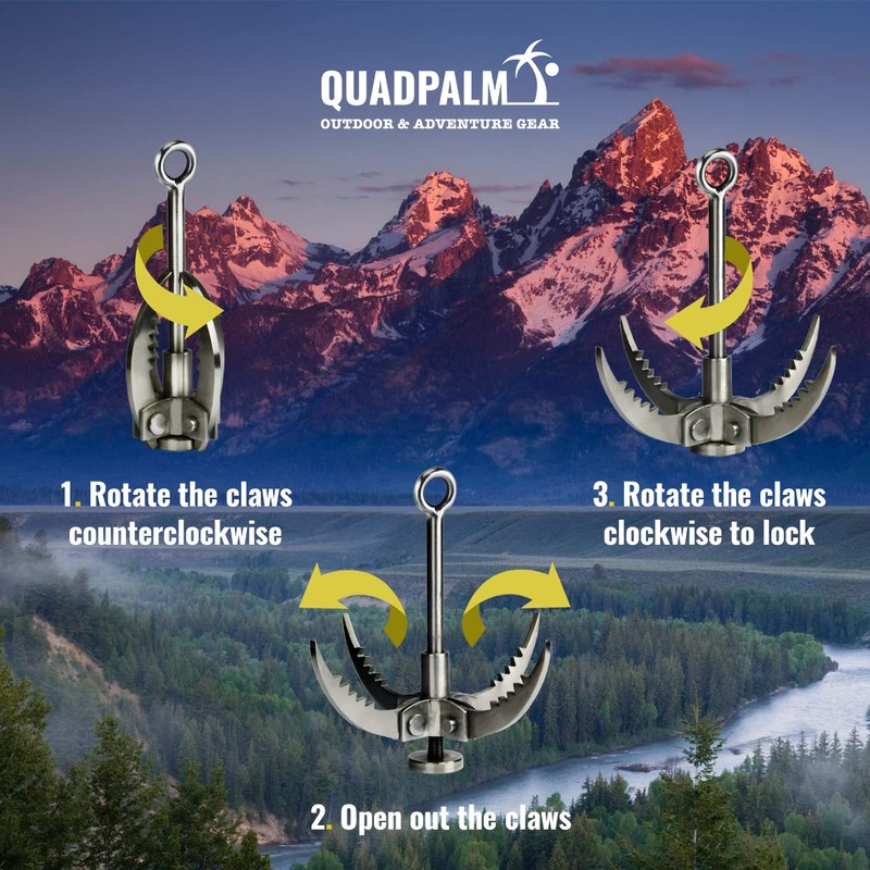 Grappling Hook with 10m Rope – Multifunctional QUADPALM Grapple Hook
