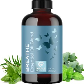 Breathe Essential Oil for Diffuser - Invigorating and Refreshing Breathe Essential Oil Blend with Eucalyptus Peppermint Tea Tree and Mint for Diffusers for Home and Shower Aromatherapy (4 Fl Oz)