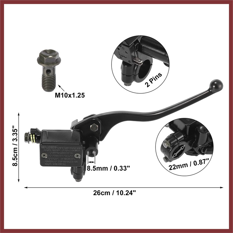 HEROFFIX 2pcs Front Black Motorcycle Brake Master Cylinder Pump Lever