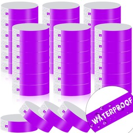 600pcs Purple Paper Bracelets for Events, Lightweight Concert Bracelets Waterproof Neon ID for Festival Admission Party Stickers