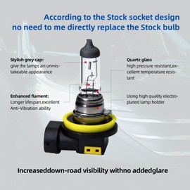 ALKOREY-H8 12V 35W Car Headlight Bulb,3300K Warm White Auto Fog Replacement Lamp,Low And High Beam,Auto Halogen Bulb,2 Pack