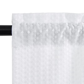 TOPICK Net Curtain, Bistro Curtain with Waffle Privacy Pattern, Privacy Window Curtain for Small Windows, Kitchen, Living Room, Country House, Set of 2, 90 W x 60 H (cm) White